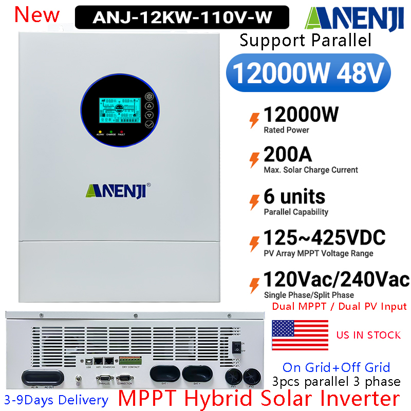 Off Grid Solar Inverter 48V 6000W - انفرتر شمسي هجين ANENJI أحادي الطور