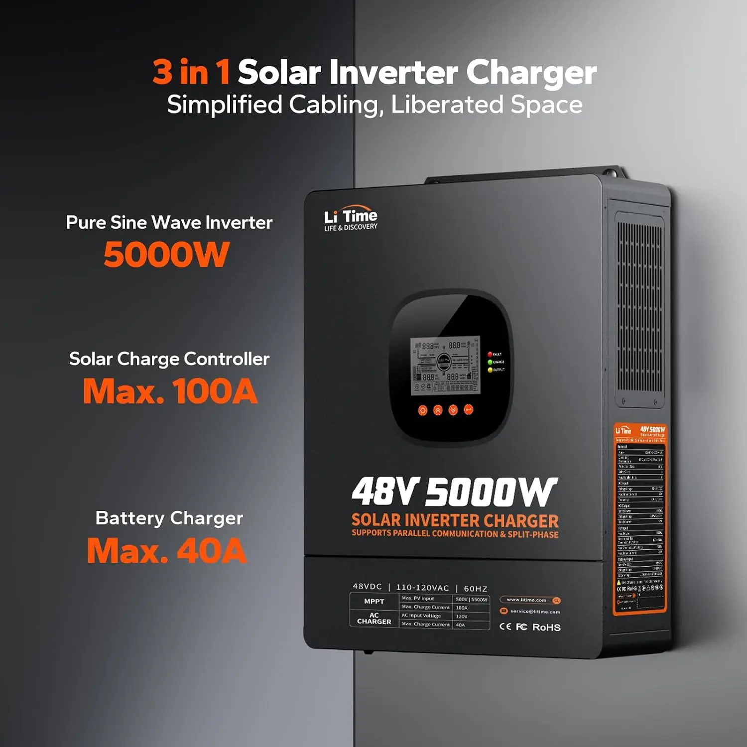 محول شمسي هجين LiTime بقدرة 50 - مراجعة Parallel Solar Inverter 48V 5000W Mppt وسعره