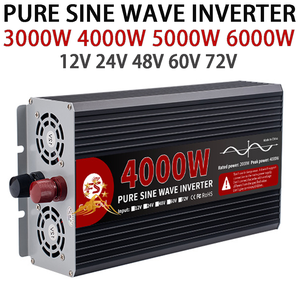 محول تيار متردد بقوة حقيقية وم - مراجعة Pure Sine Wave Inverter 5000W 48V 220V وسعره