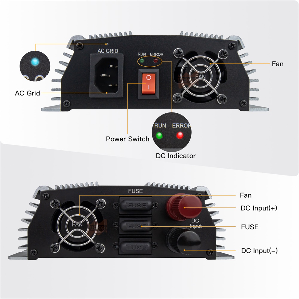 محول طاقة شمسية MPPT بقوة 1400 - مراجعة Micro Inverter 1400W Solar Grid Tie وسعره